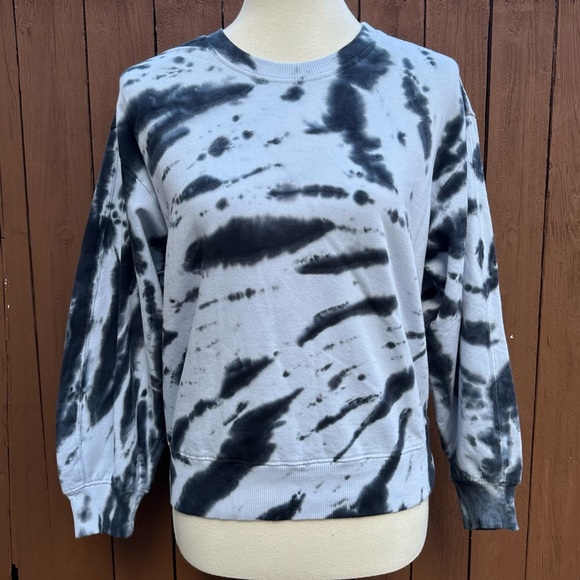 LACAUSA| Slater Zebra Black/Navy Tie Dye NWT Sweatshirt Top Size Small - Picture 3 of 14